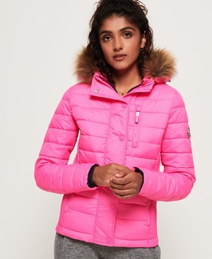 Superdry Fuji Slim Double Cipzár Hooded Női Kabát Rózsaszín | SRJOX4820